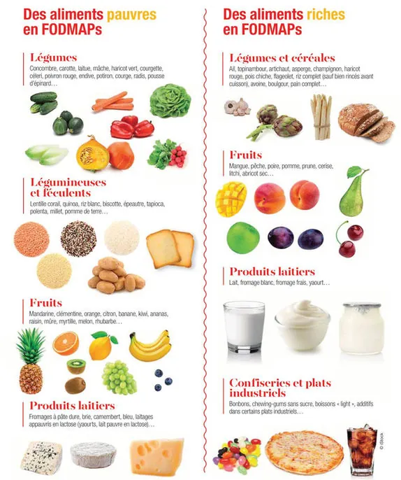 Liste des aliments FODMAP dans le syndrome de l'intestin irritable